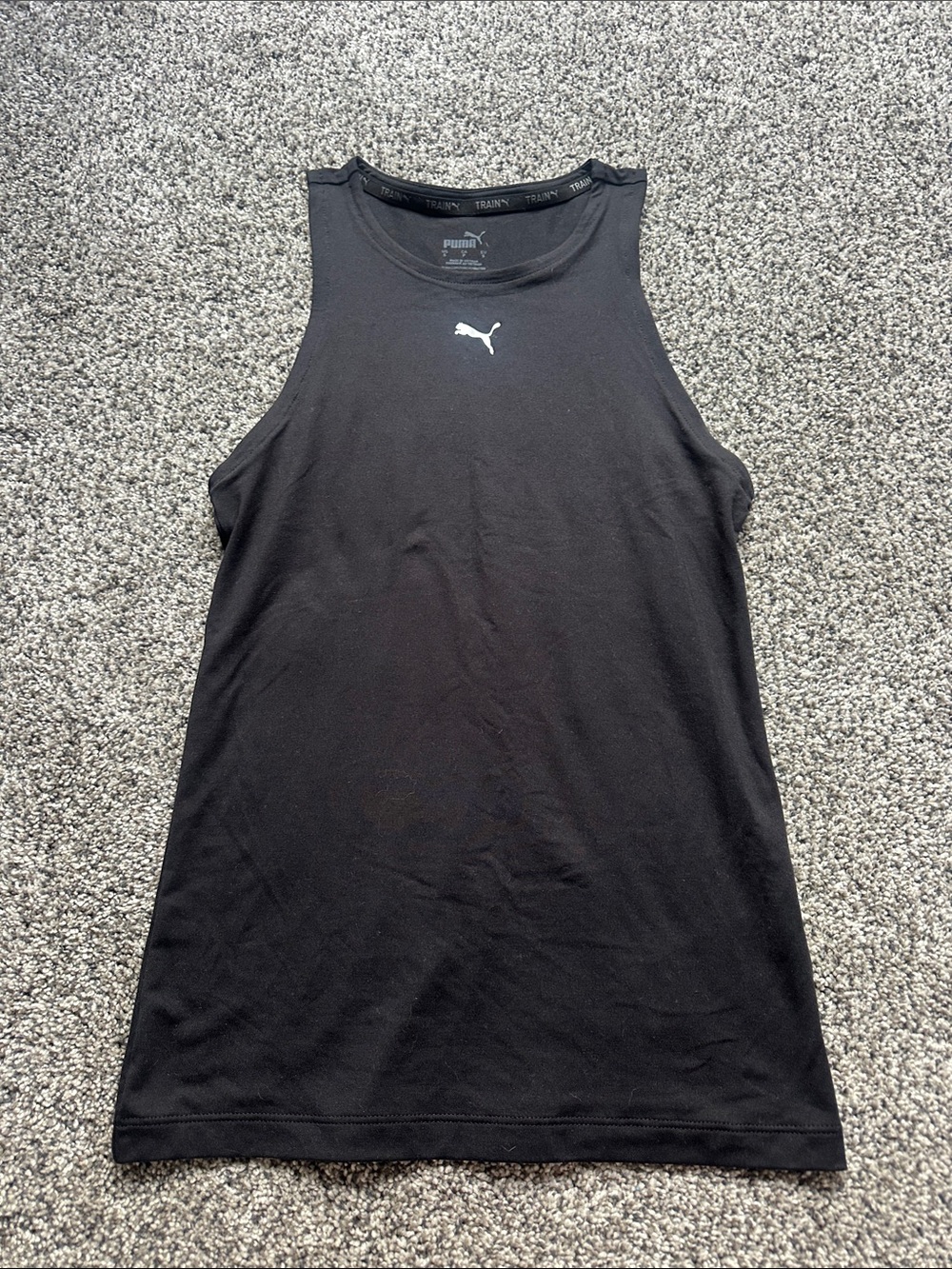 Puma Black Athletic Muscle Tank with White Logo NWOT